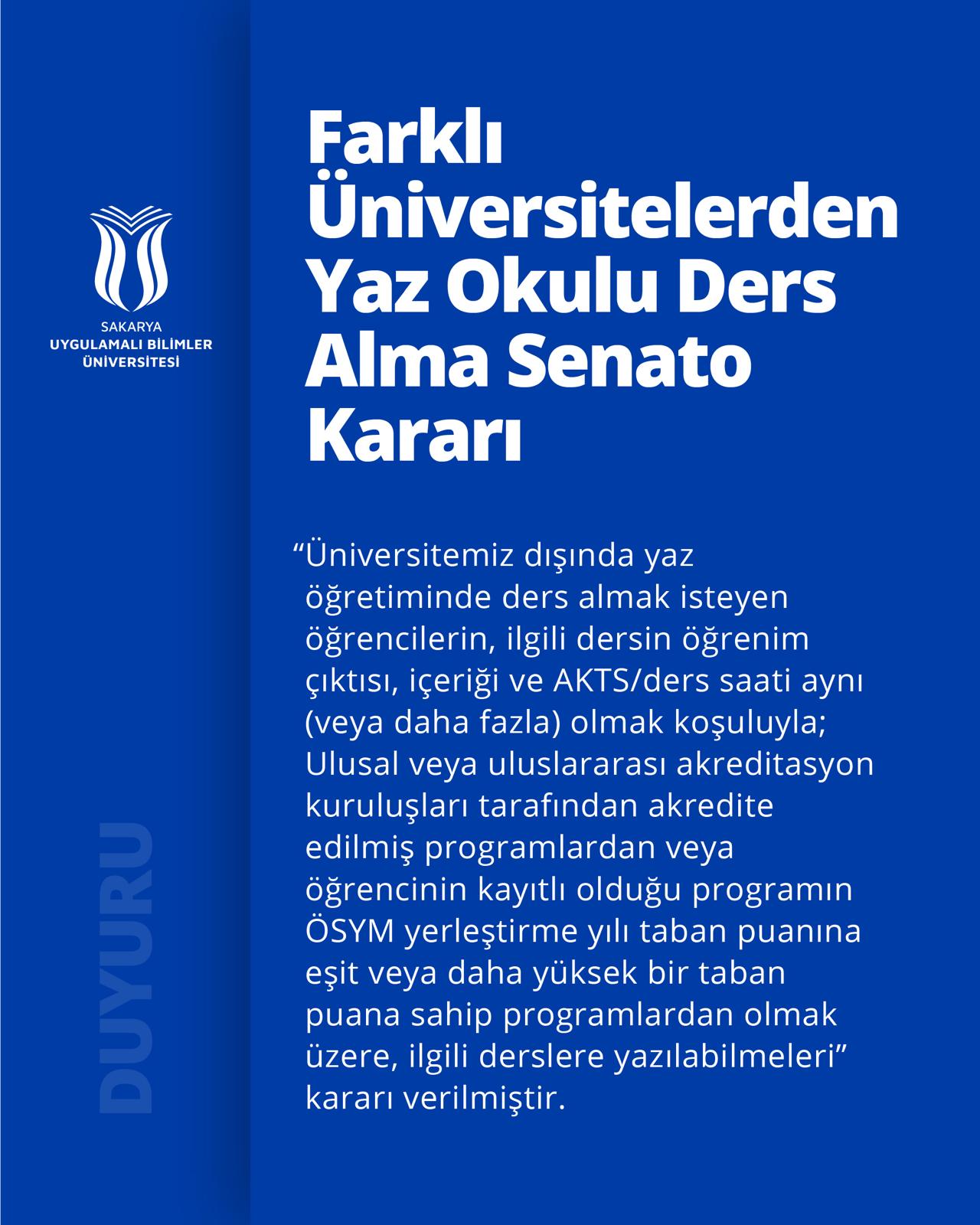 farklı üniversitede yaz okulu